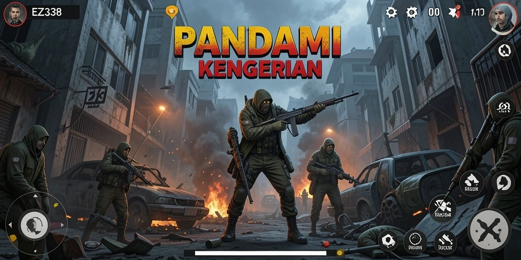 Tampilan gameplay EZ338 yang menakutkan dan penuh ketegangan.