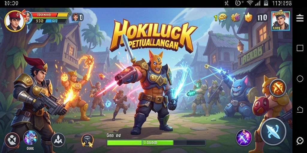 Screenshot menampilkan gameplay seru HOKILUCK dengan karakter berwarna-warni.