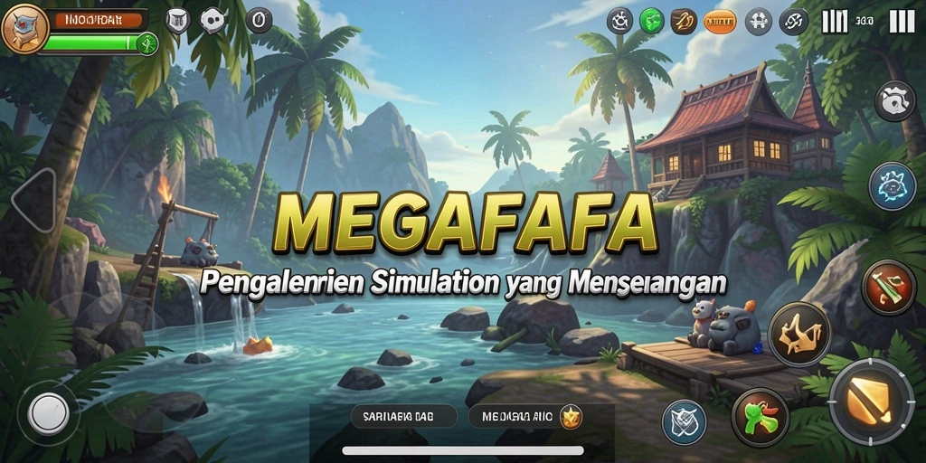 Tampilan utama gameplay MEGAFAFA dengan fitur simulasi menarik.