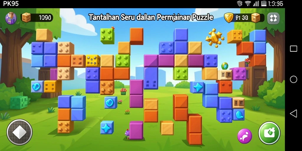 Tampilan gameplay seru dari PK95, memperlihatkan tantangan Puzzle yang menarik.