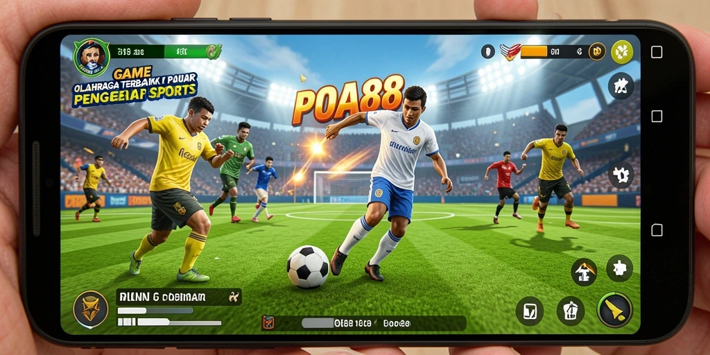 Screenshot gameplay POA88 menampilkan aksi seru di lapangan olahraga.