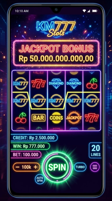 Screenshot aplikasi km777 yang menunjukkan berbagai kategori aplikasi.